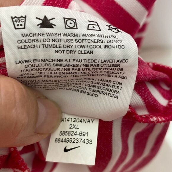 Nike Golf Tour Performance Men's Pink White Dri Fit Stripe Polo Shirt Size 2XL - Picture 9 of 9